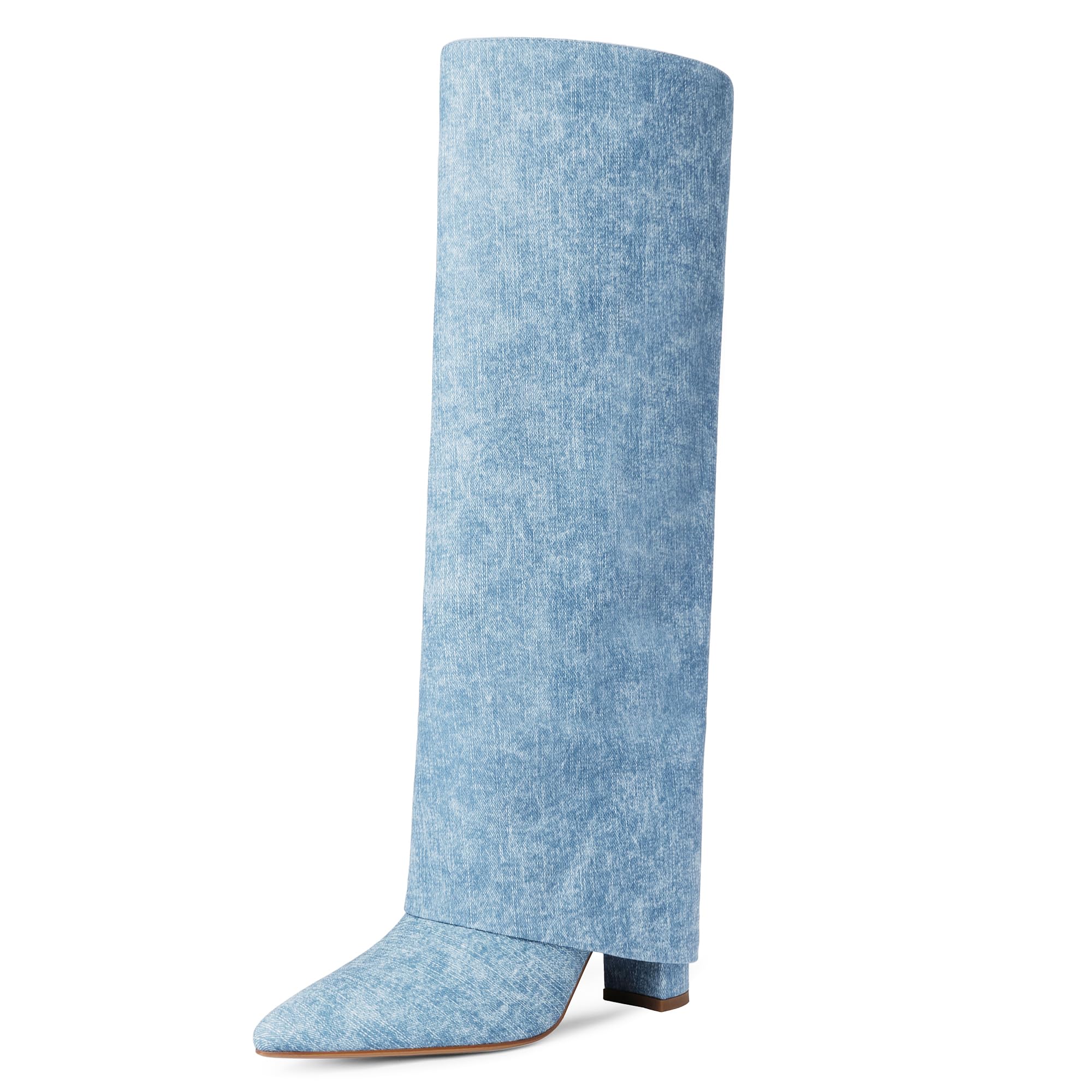 Women's blue high heel boots