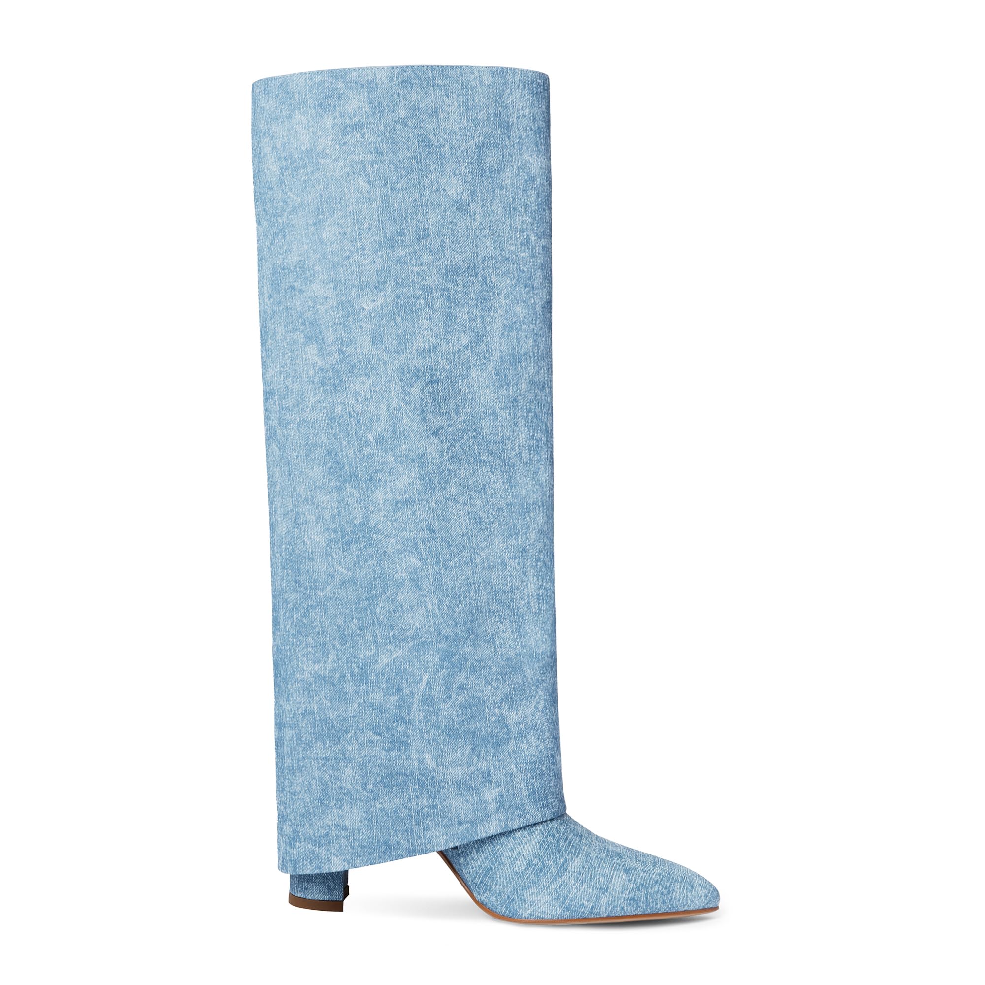 Women's blue high heel boots