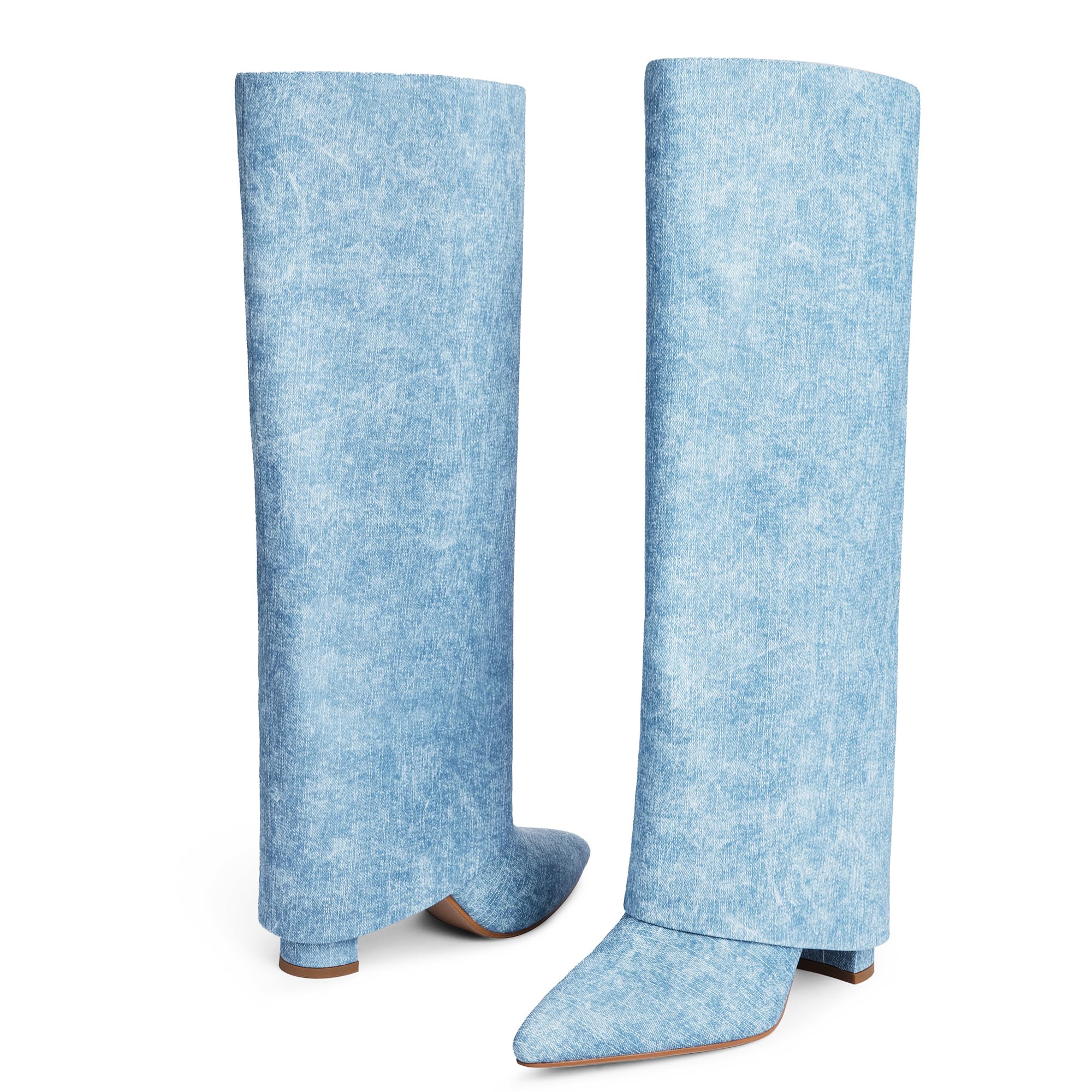 Women's blue high heel boots