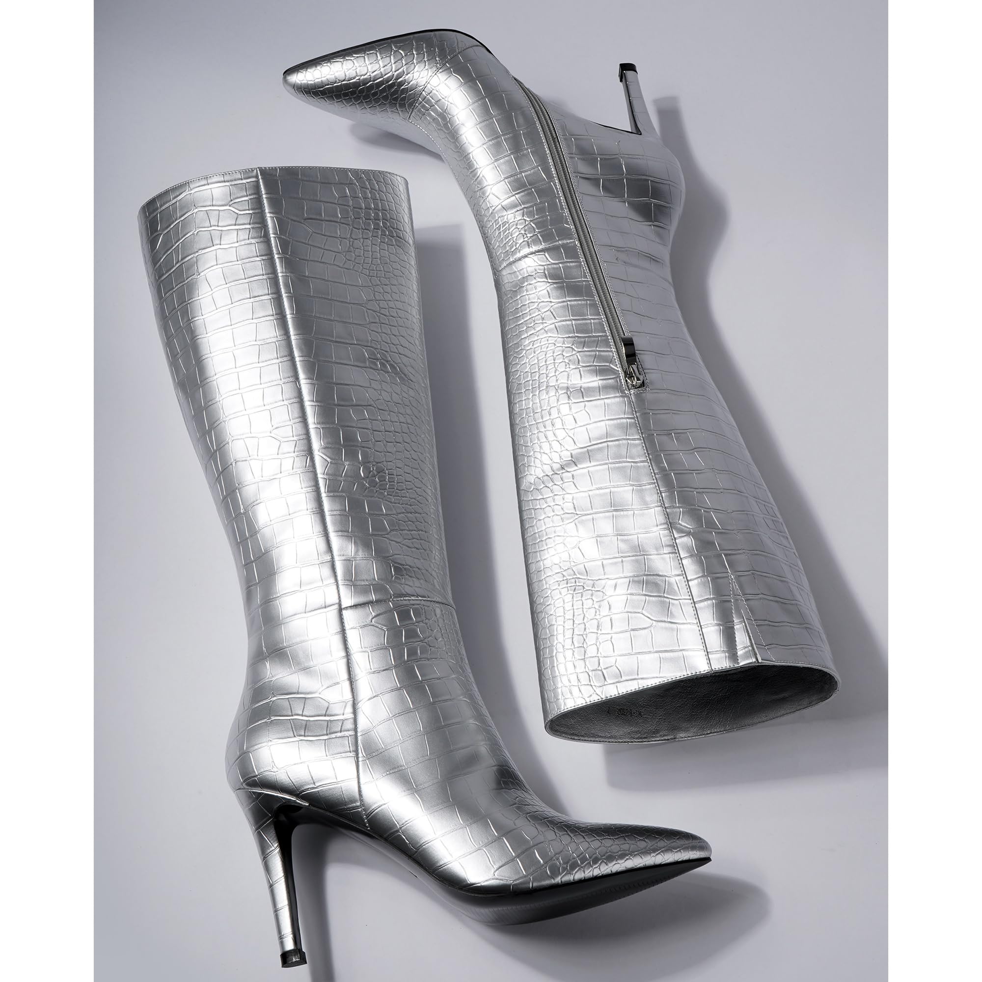 Women's silver high boots