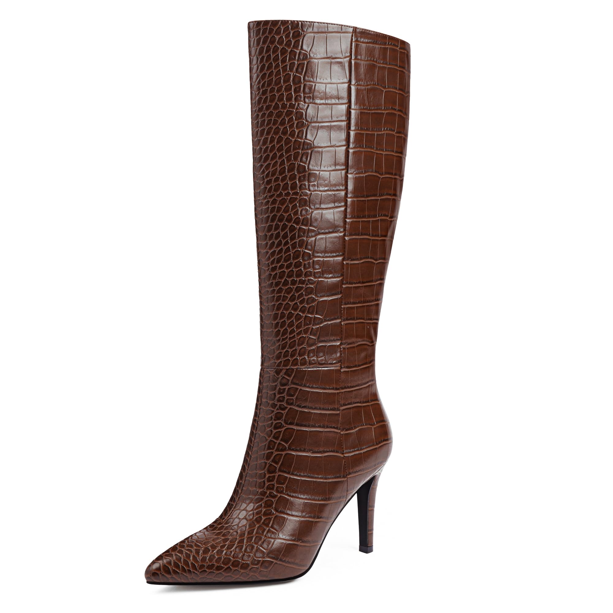 Long boots imitation crocodile leather boots