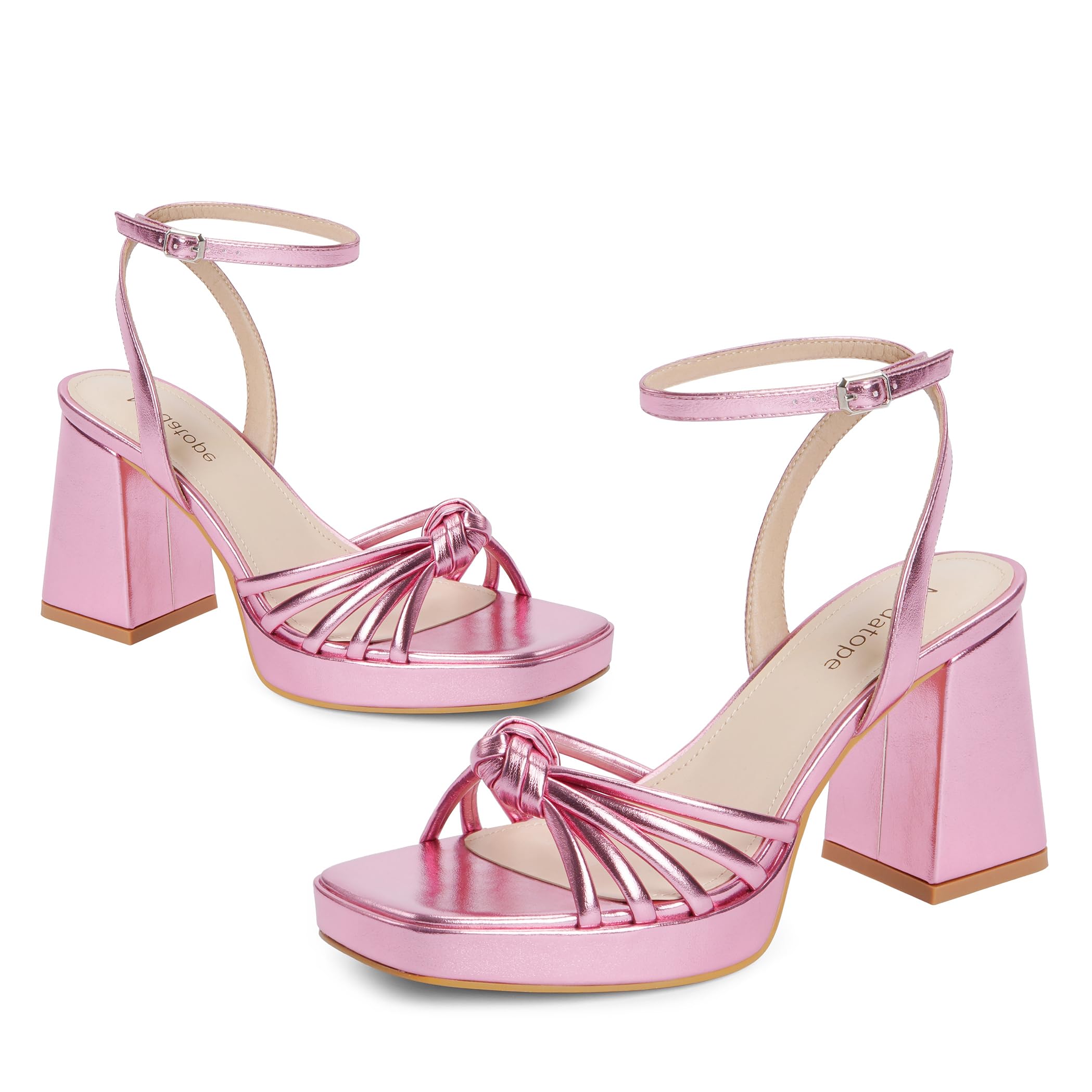 Women's platform bow pink sandals