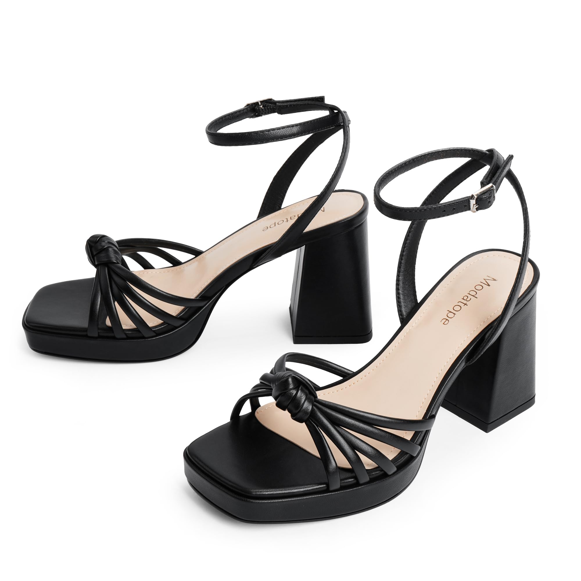 Women's black platform bow sandals