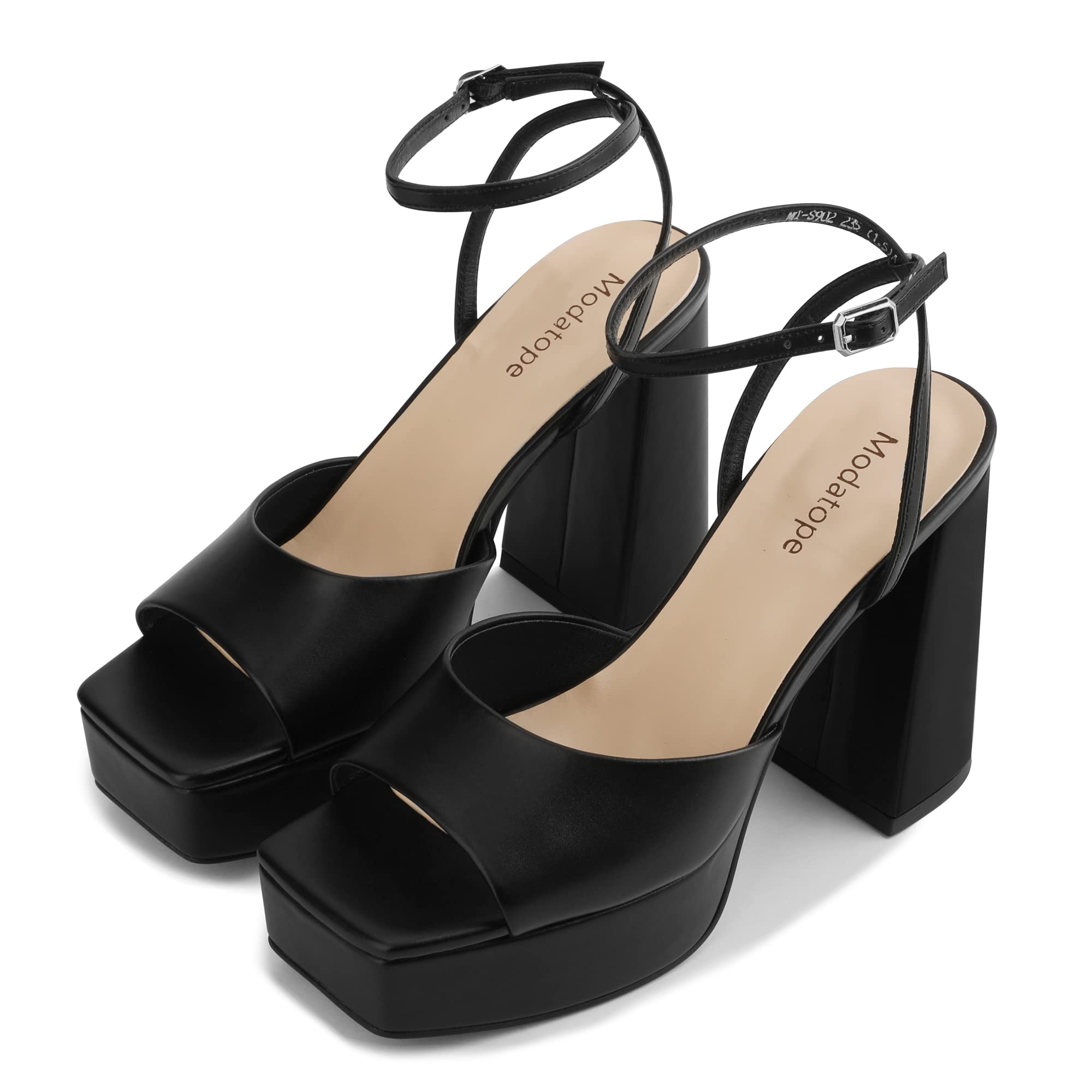 Women's black platform high heels