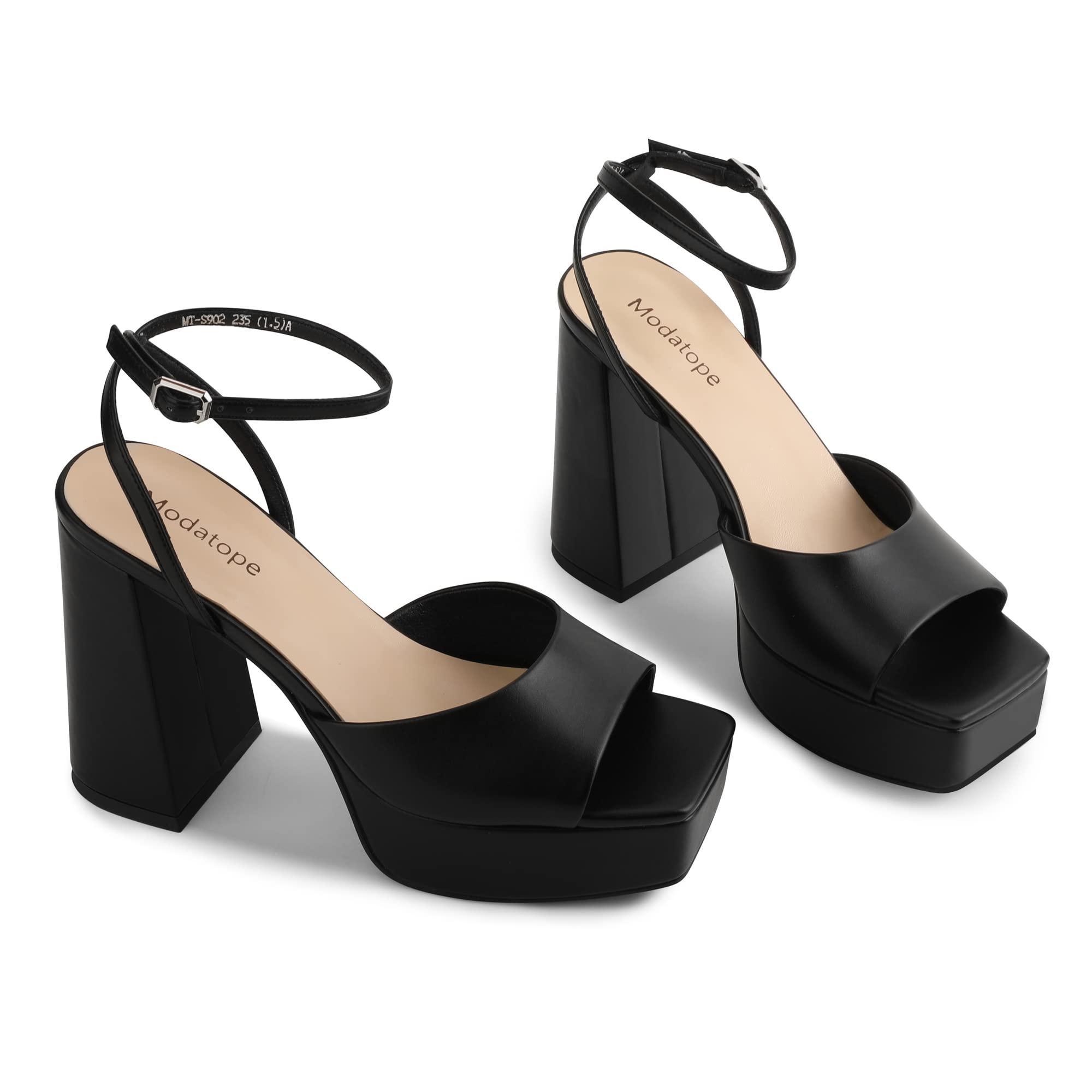 Women's black platform high heels