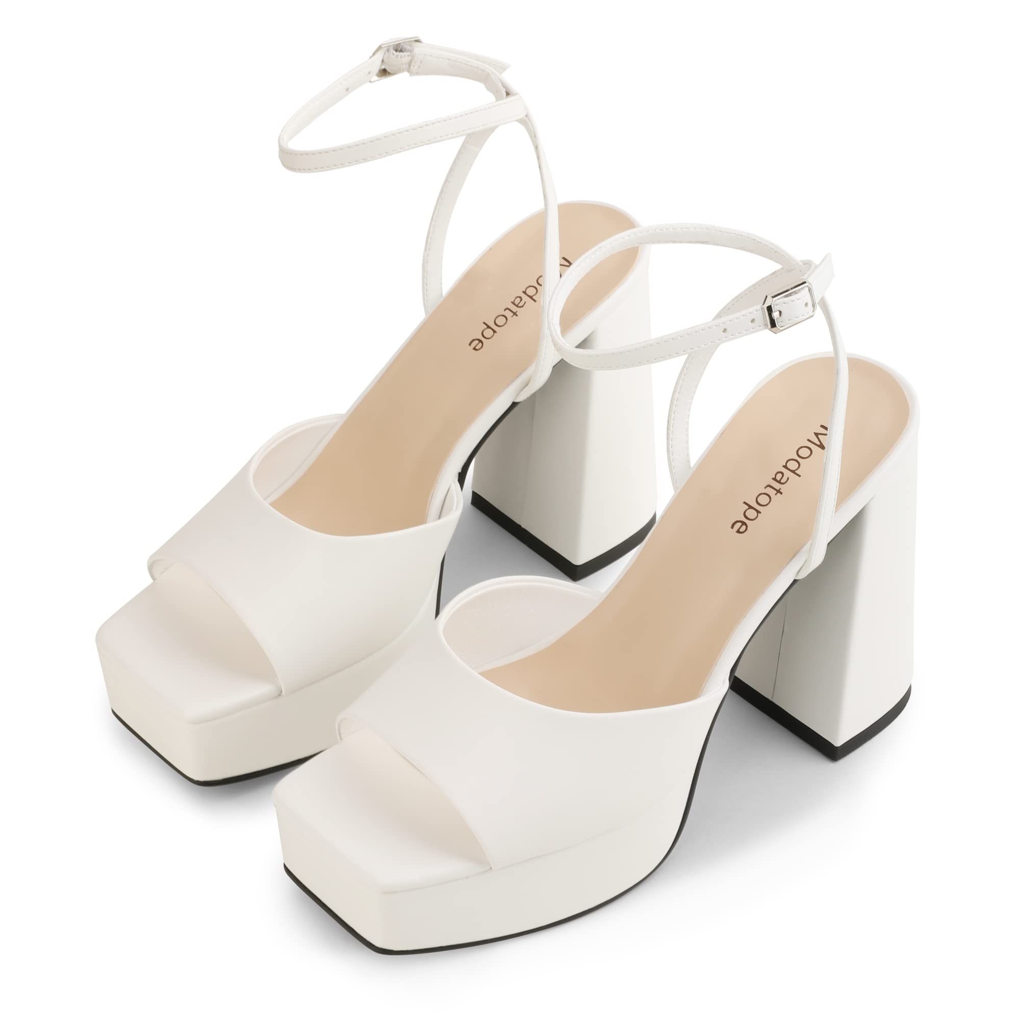 Women's white platform high heels