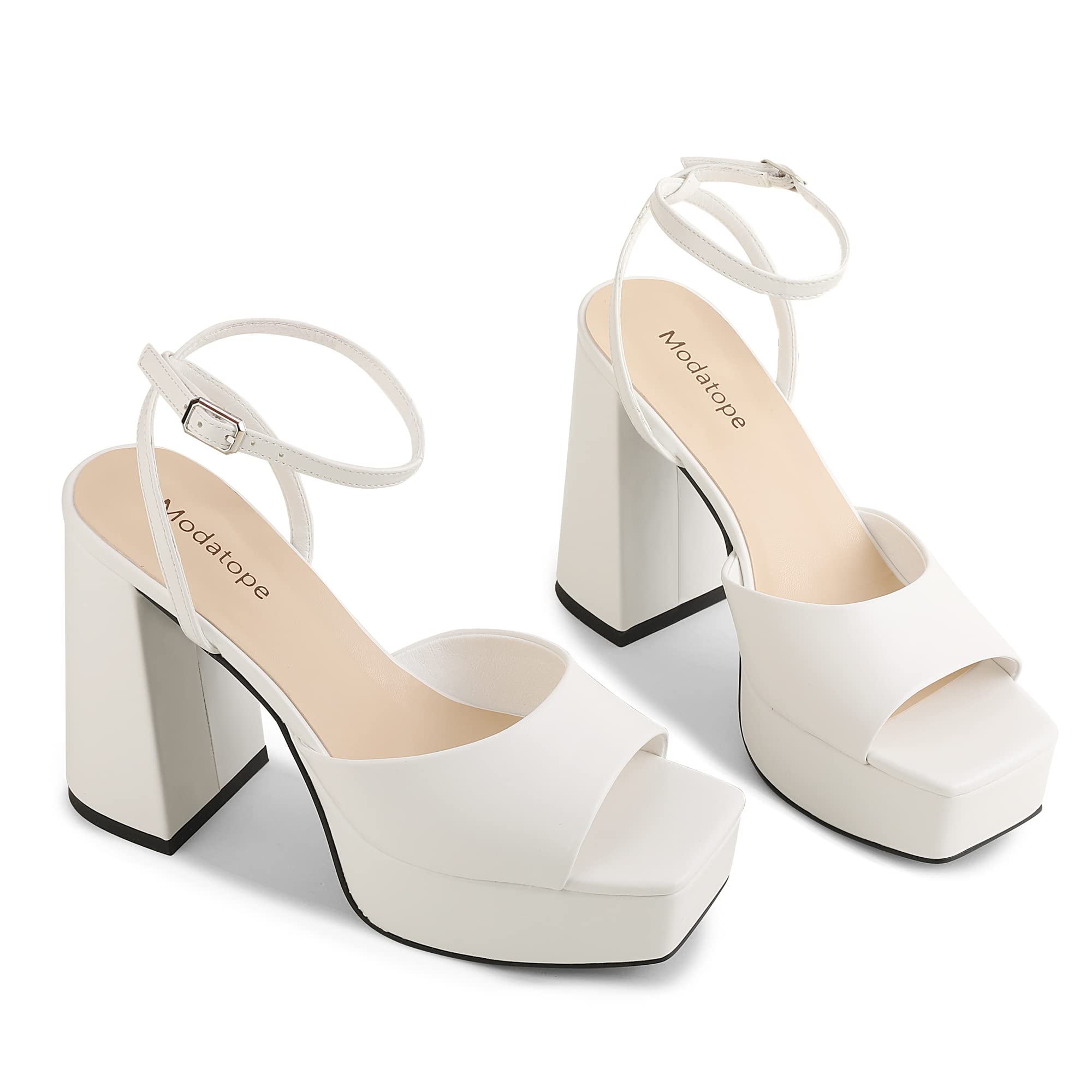 Women's white platform high heels