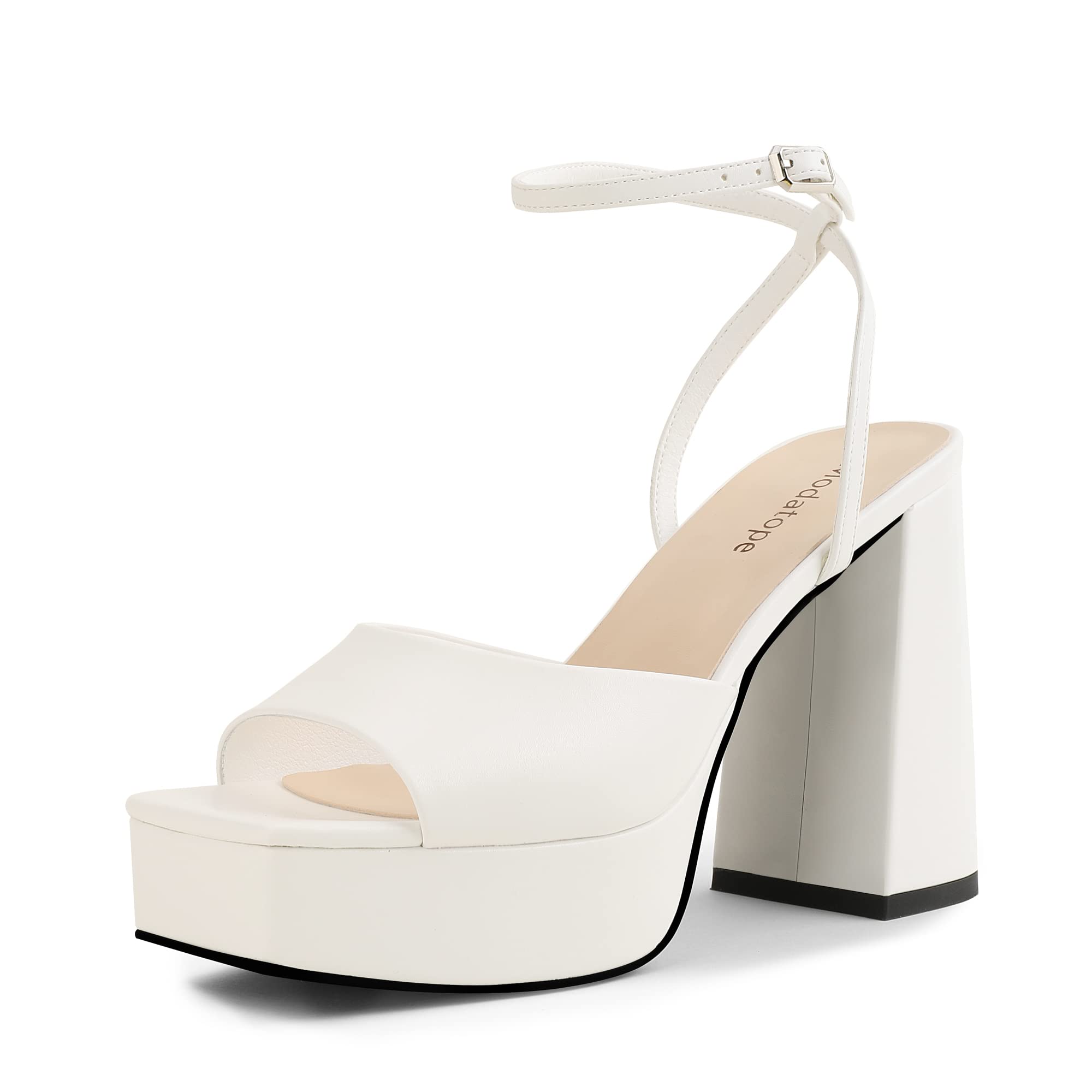 Women's white platform high heels