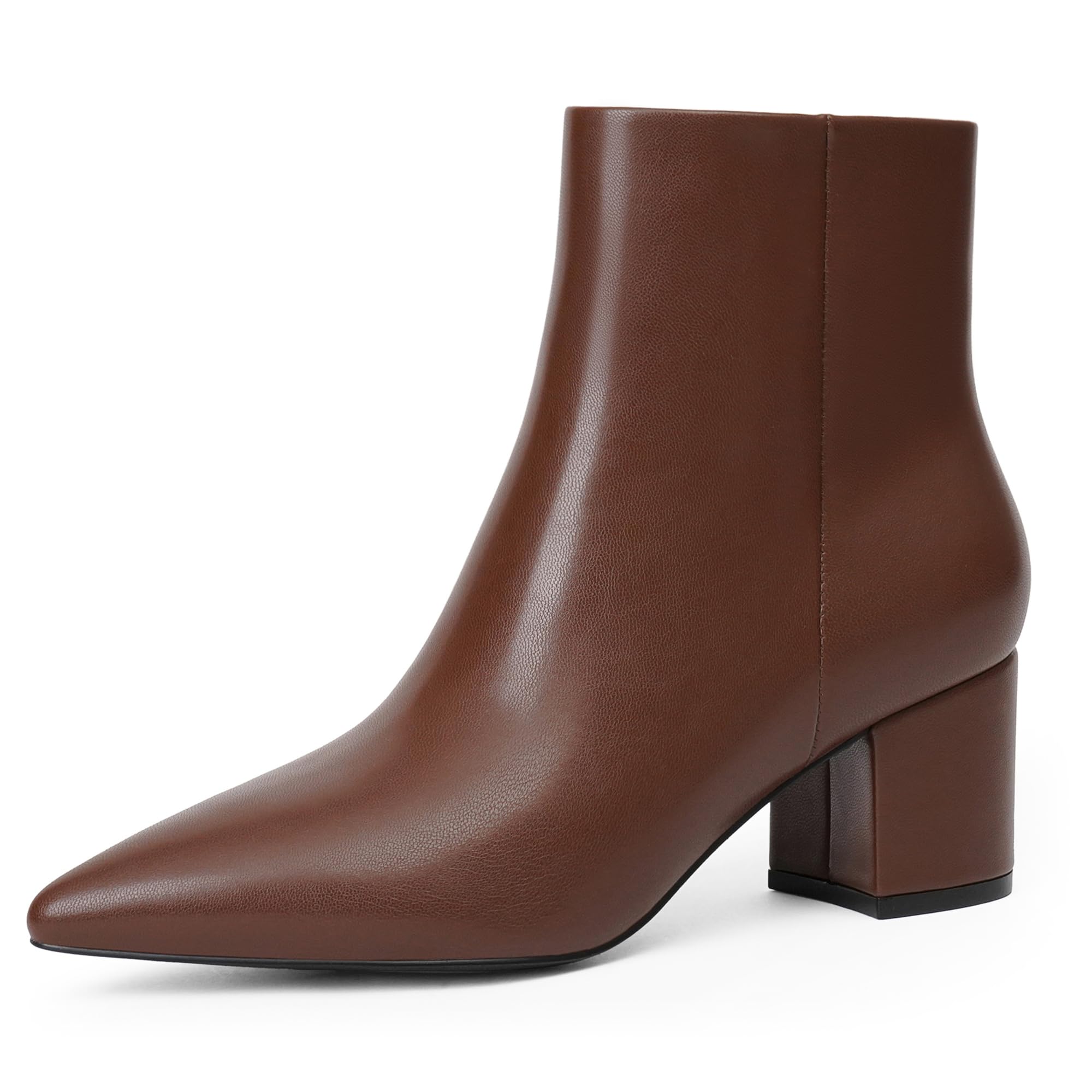 Brown pointed toe ankle boots