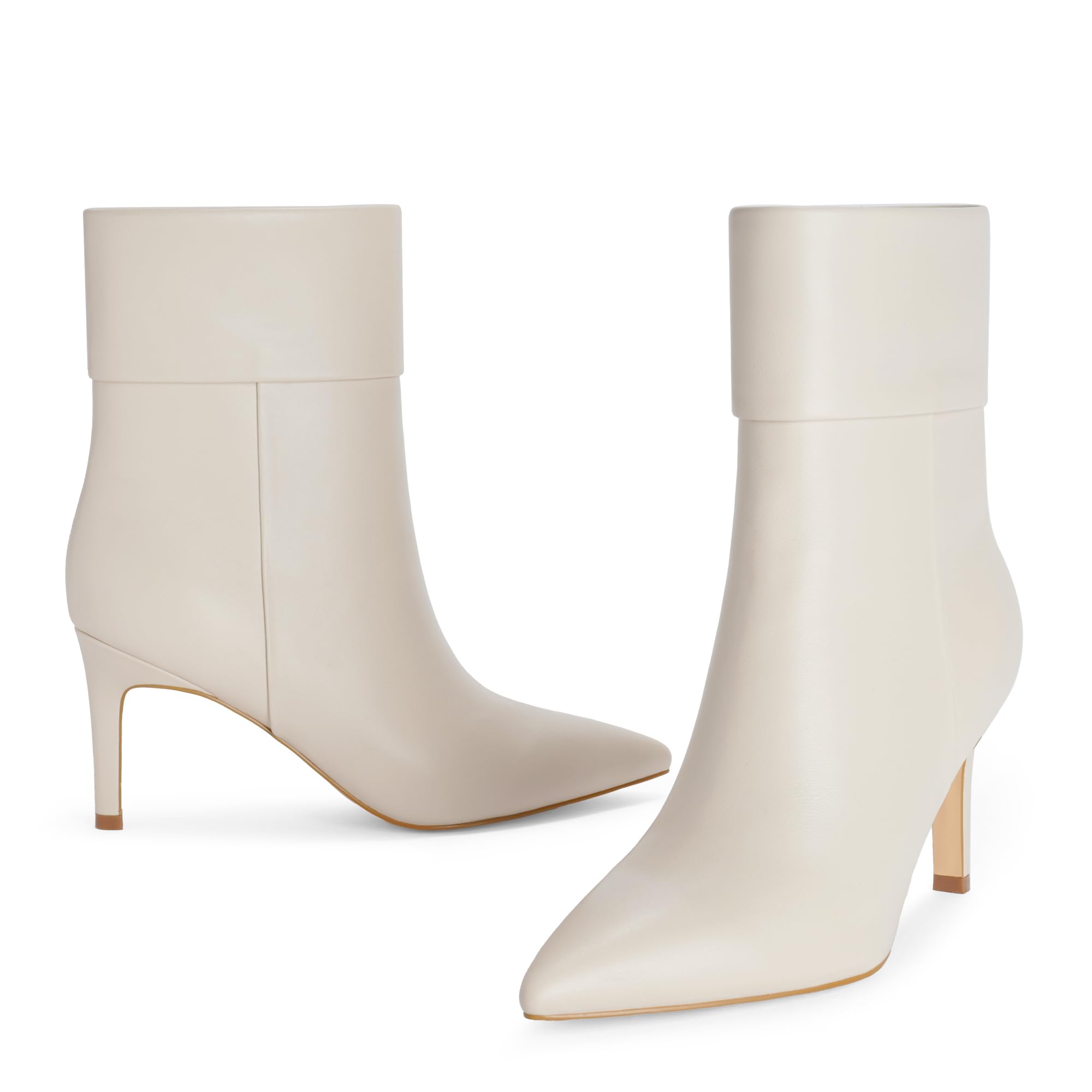 Women's white leather boots