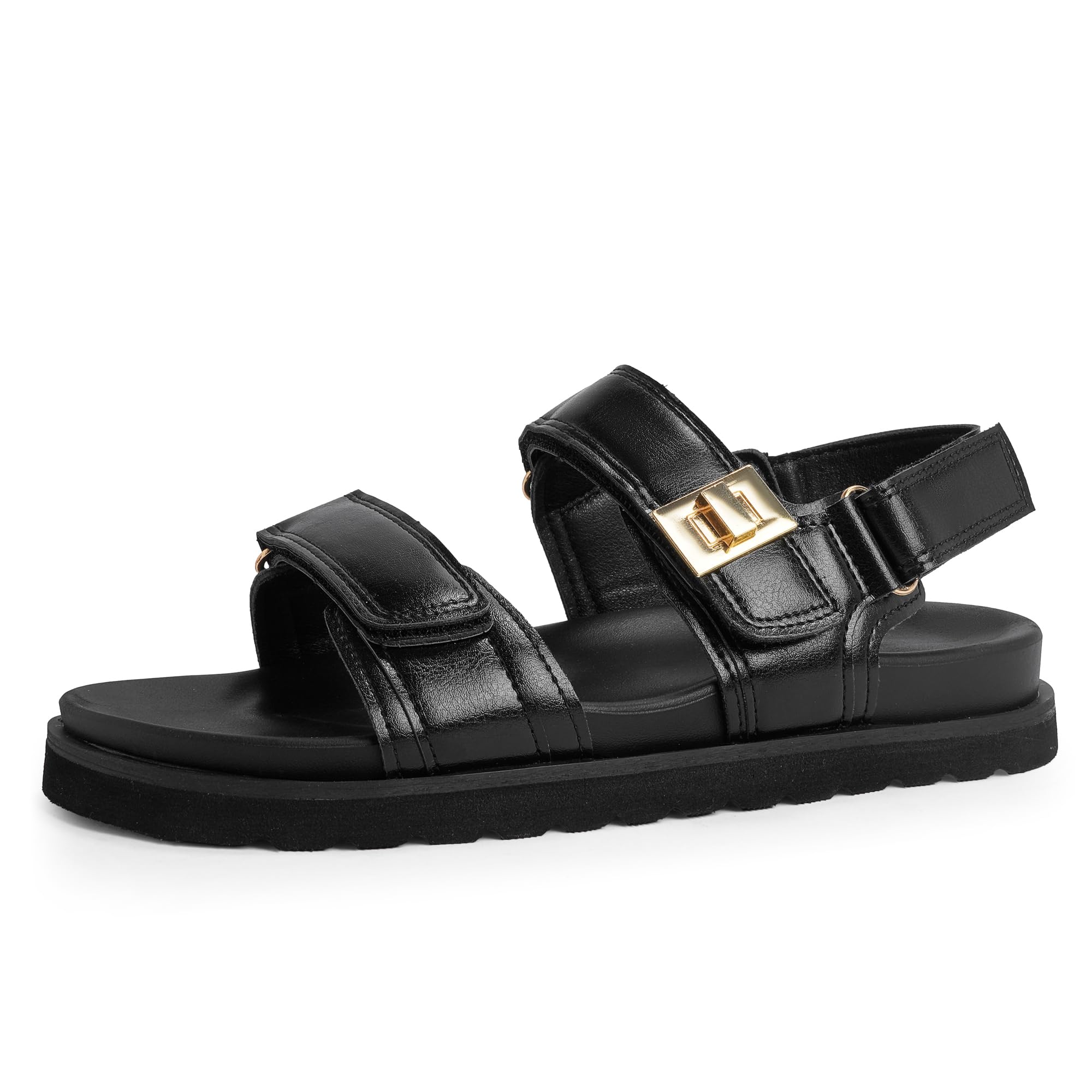 Women's black flat sandals