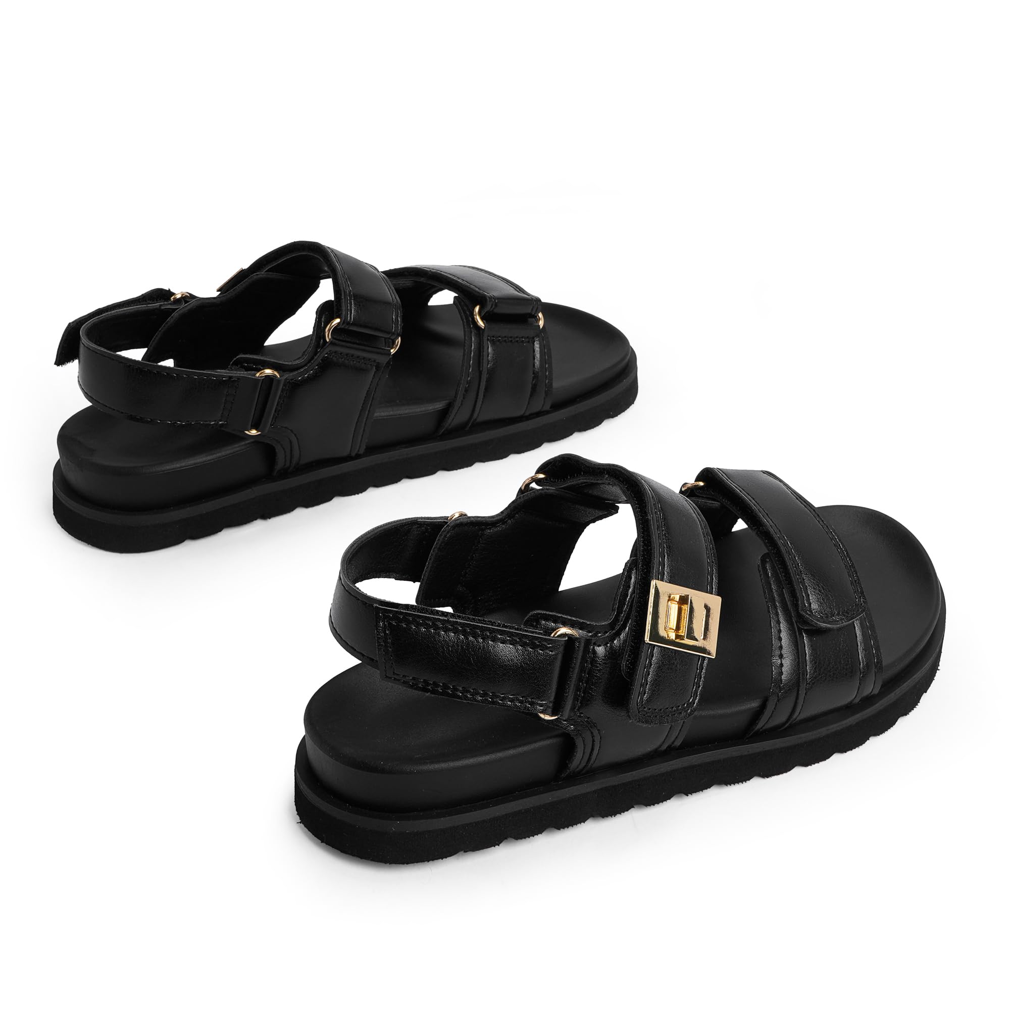 Women's black flat sandals